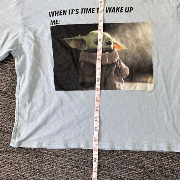 Mandalorian Baby Yoda Cropped Light Blue Star Wars Long Sleeve M - Picture 5 of 5